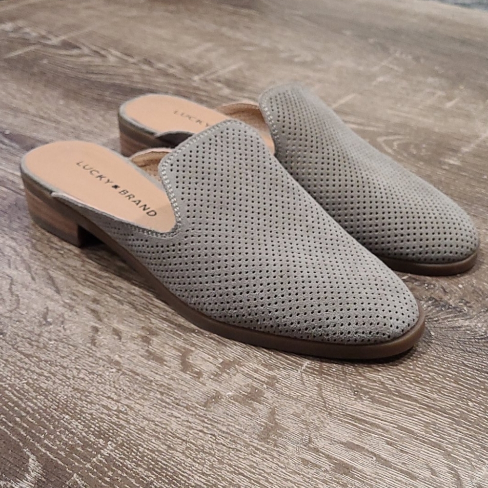 Lucky Brand Coryna perforated suede mules 7.5